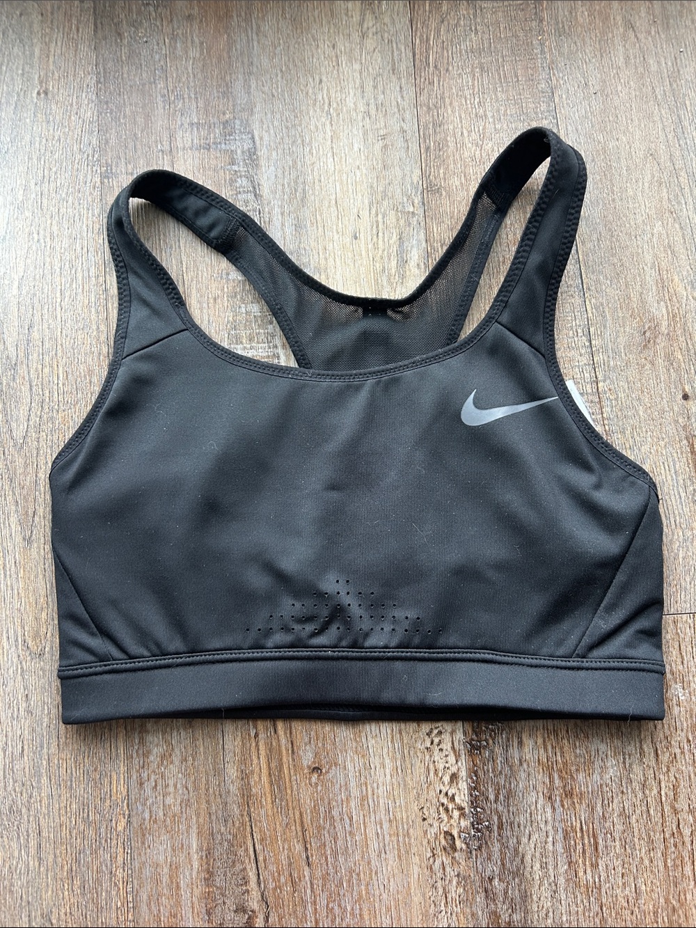 Nike Black Racerback Sports Bra with Silver Swoosh